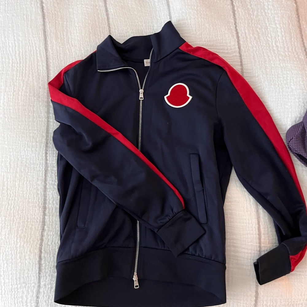 Red and navy Moncler full zip jacket